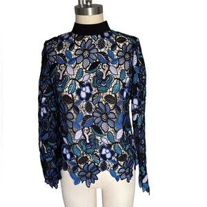 Self-Portrait Floral Lace Long Sleeve Top, Size US 6